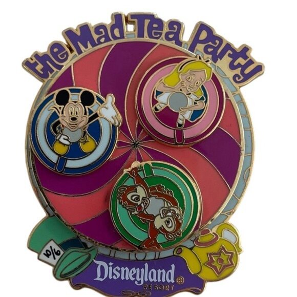 Disney Pins Set of 2 The Mad Tea Party Spinner and Teacup 2005 EUC - Picture 5 of 10